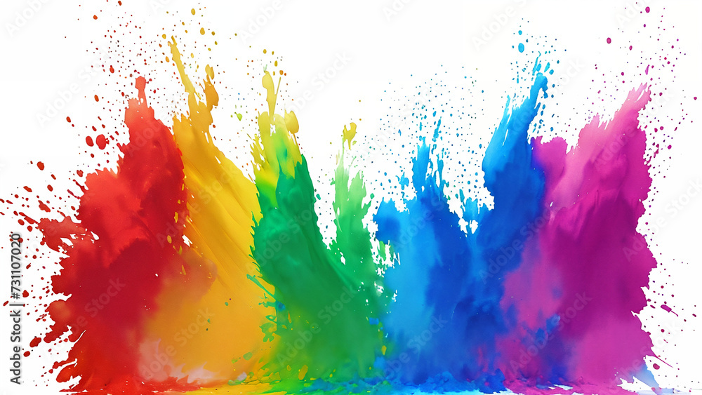 Multicolored paint splashes - obrazy, fototapety, plakaty 