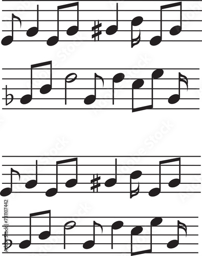 music clefs and nota elements on transparent, png. Concept of melody sign .music note isotated for your design photo