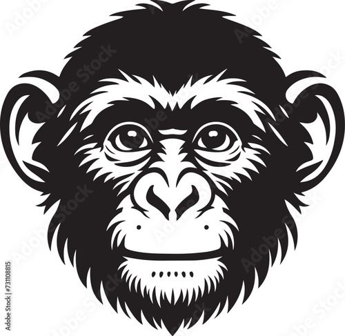 black and white illustration of monkey head 