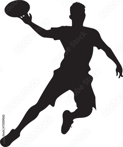 sportsman throwing ultimate frisbee flying disc silhouette vector illustration