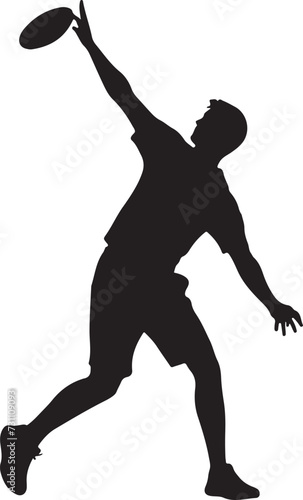sportsman throwing ultimate frisbee flying disc silhouette vector illustration