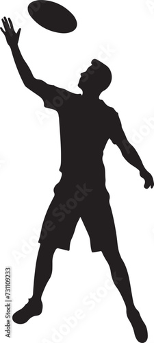 sportsman throwing ultimate frisbee flying disc silhouette vector illustration
