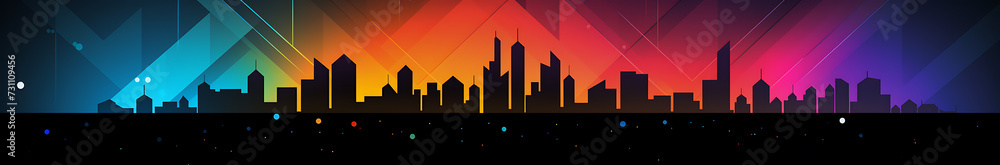 abstract city skyline - abstract design background colors of the rainbow - pride