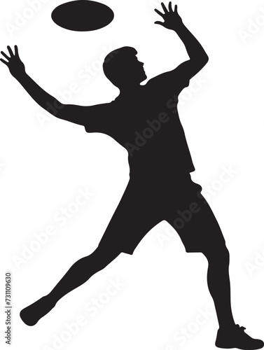 sportsman throwing ultimate frisbee flying disc silhouette vector illustration