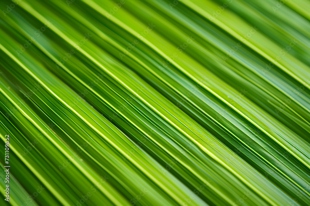 Green palm leaf striped background, close up Green palm leaf striped background, close up