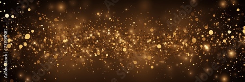 brown golden blank frame background with confetti glitter and sparkles