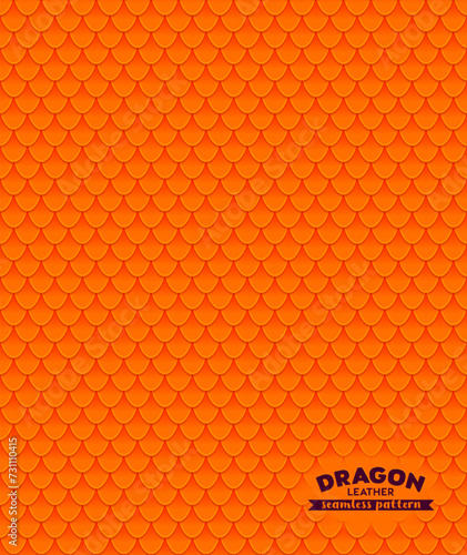 Dragon scale seamless pattern. Orange Seamless texture background