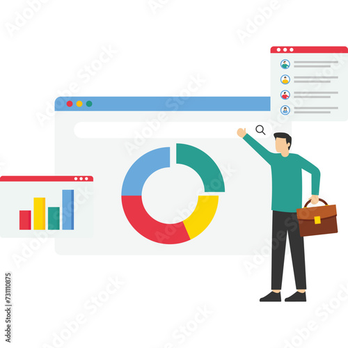software or application to help users get their own results, online help or help, resource management or electronic auto report concept, businessman using the software.