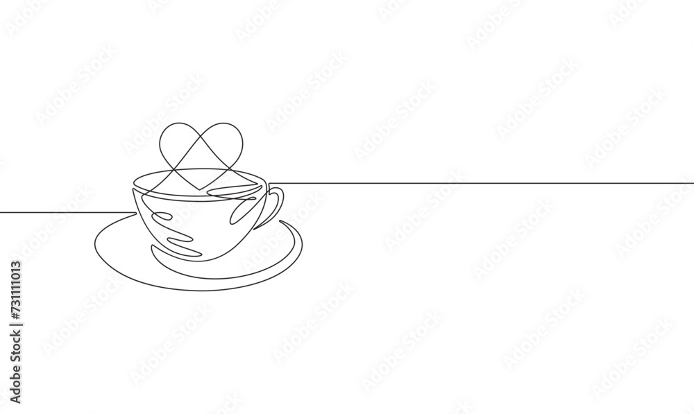 coffe cup with heart in one single line drawing. simple creative innovation concept. vector eps 10 coffe cup with heart in one single line drawing. simple creative innovation concept. vector eps 10