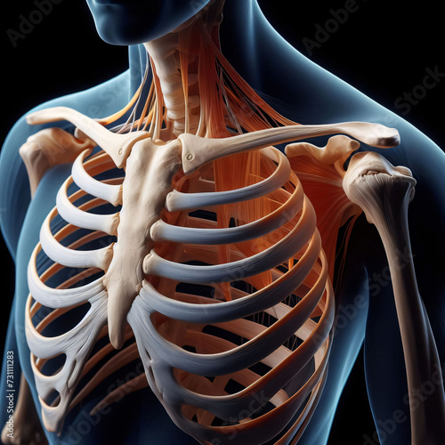 3d rendered illustration of a shoulder, Clavicle and scapula, shoulder girdle anatomy, 4k, HD photo