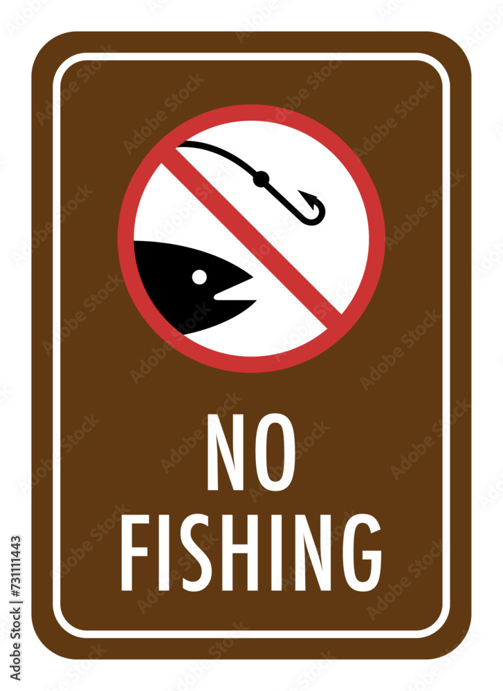 Vector graphic of brown sign prohibiting fishing in this area