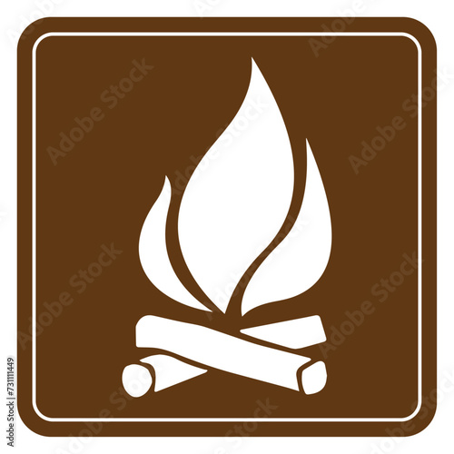 Vector graphic of campground sign indicating a  campfire