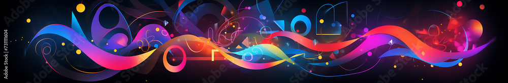 abstract colorful background with neon glowing lines, glow in the dark style.