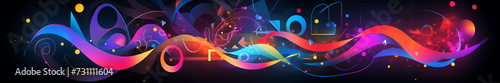 abstract colorful background with neon glowing lines, glow in the dark style.
