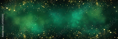 green golden blank frame background with confetti glitter and sparkles