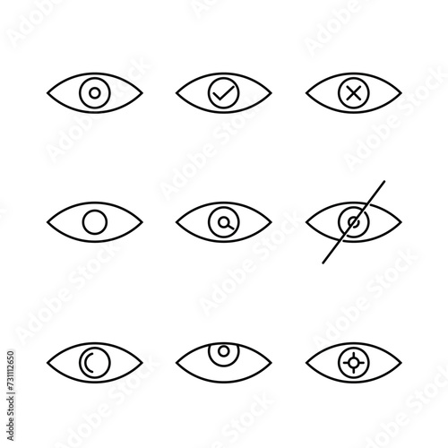 View and eye icon line vector. Trendy outline symbols for mobile apps and website design