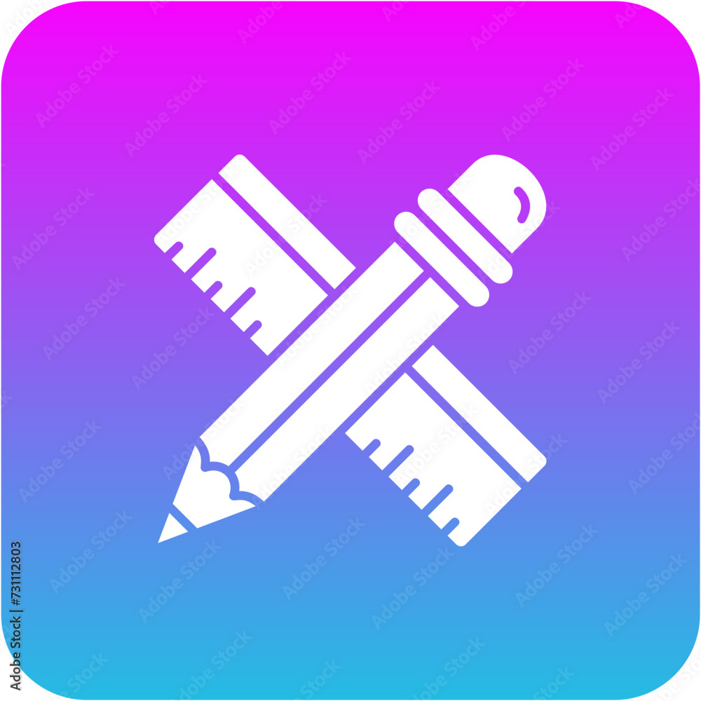 Ruler And Pencil Icon Ruler And Pencil Icon