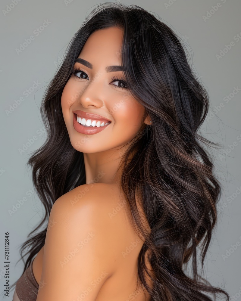 portrait of a hispanic woman with a beautiful smile - ai-generated portrait of a hispanic woman with a beautiful smile - ai-generated