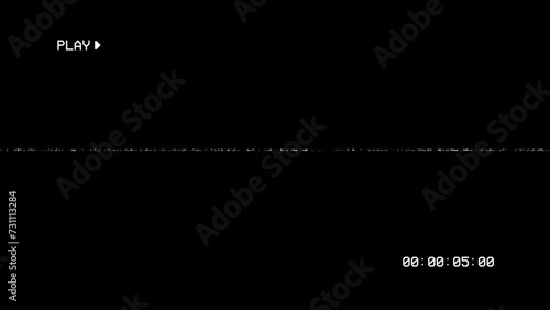 Old VHS play and timecode overlay with noise line