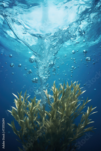 Save a water, save the ocean concept. Nature background, underwater scene with copy space.