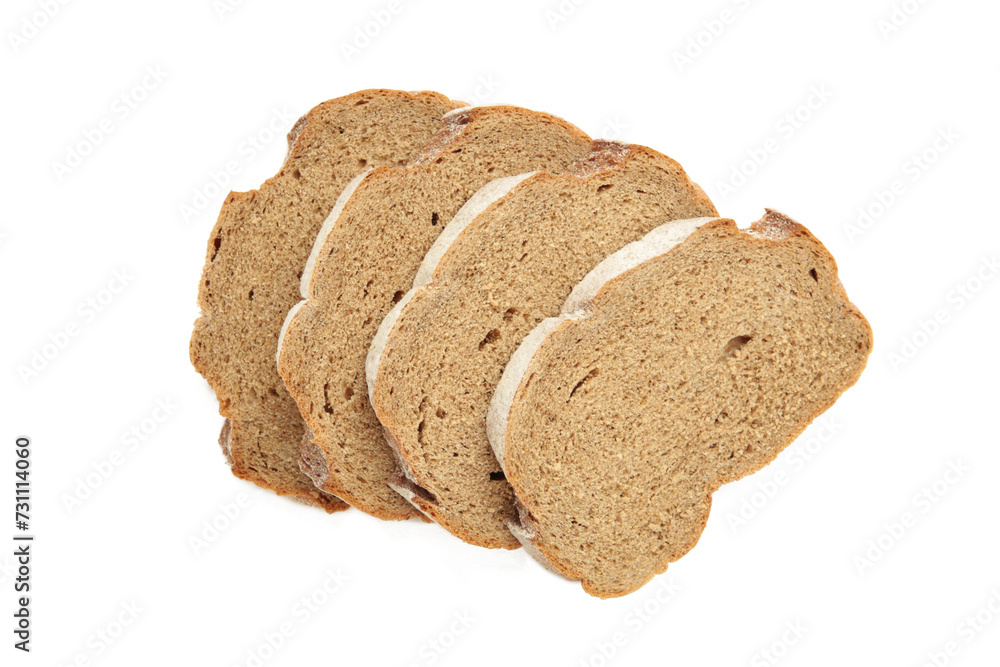 Sliced bread isolated on a white background. Top view Sliced bread isolated on a white background. Top view