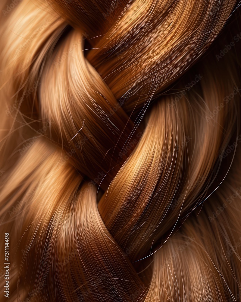 close up of shiny braided red hair - ai-generated close up of shiny braided red hair - ai-generated