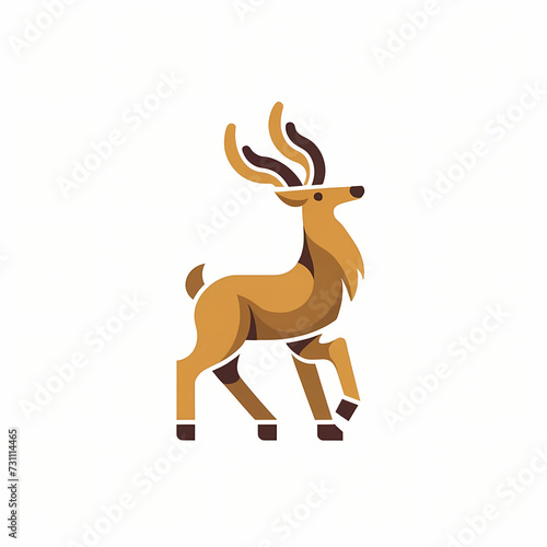 Flat Logo of Vector Deer Design.