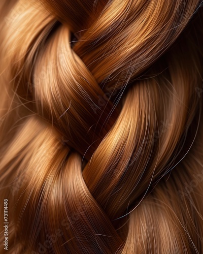 close up of shiny braided red hair - ai-generated