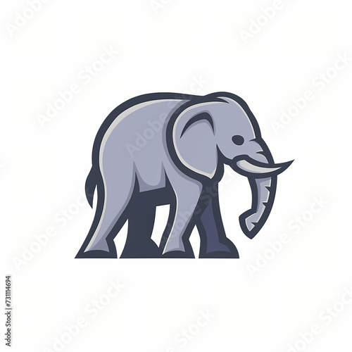 Flat Logo of Vector Elephant Design.