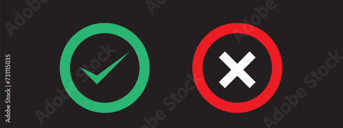 Free Download Tick icon set. Stylish check mark icon set in green and red color, Flat design, vector illustration on background.	 - GFXLoad