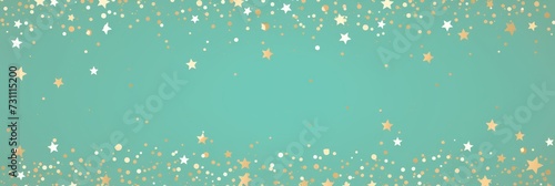 mint golden blank frame background with confetti glitter and sparkles