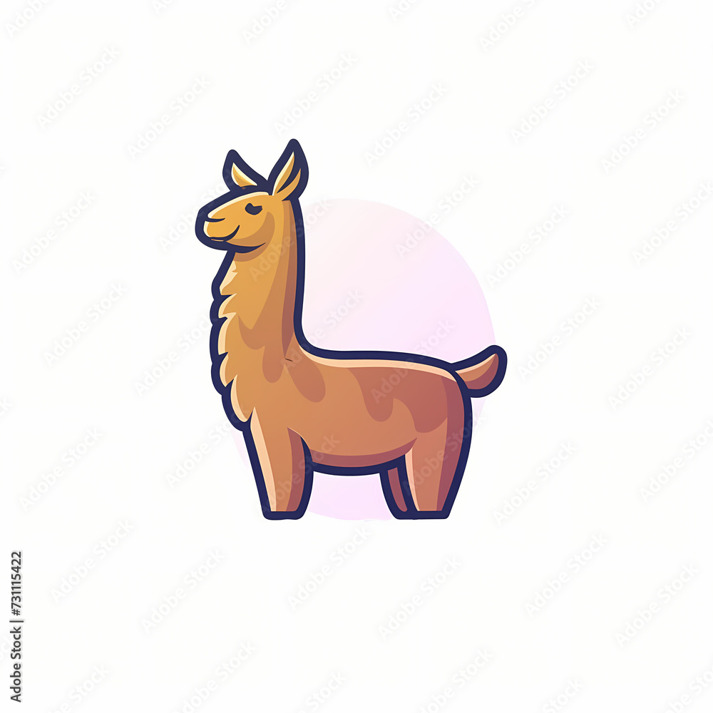 Flat Logo of Vector Llama Design. Flat Logo of Vector Llama Design.