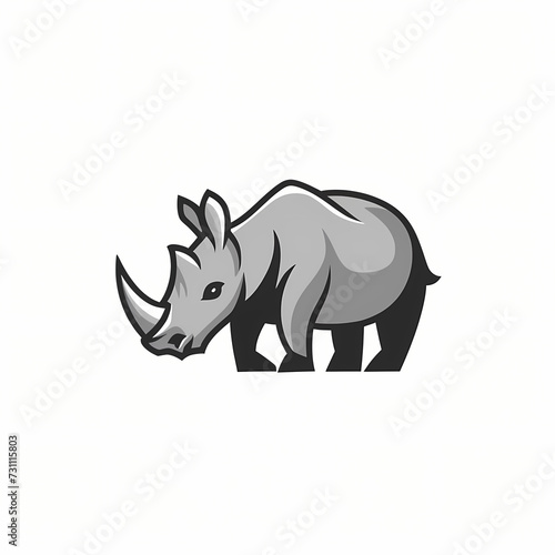 Flat Logo of Vector Rhino Design.