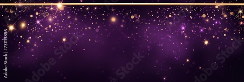 purple golden blank frame background with confetti glitter and sparkles