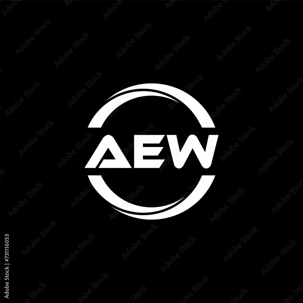 AEW letter logo design with black background in illustrator, cube logo, vector logo, modern alphabet font overlap style. calligraphy designs for logo, Poster, Invitation, etc.