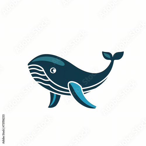 Flat Logo of Vector Whale Design.