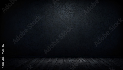 empty dark room with wooden floor . product display ideas