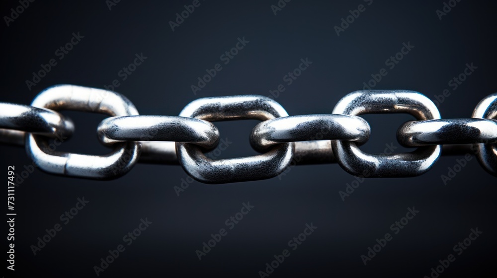 Silver chain links closeup with contrasting dark background Silver chain links closeup with contrasting dark background