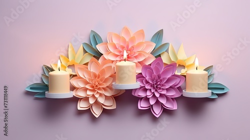 candles and flowers decoration for diwali