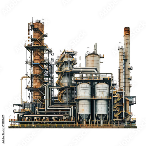 Large industrial factory on PNG transparent background