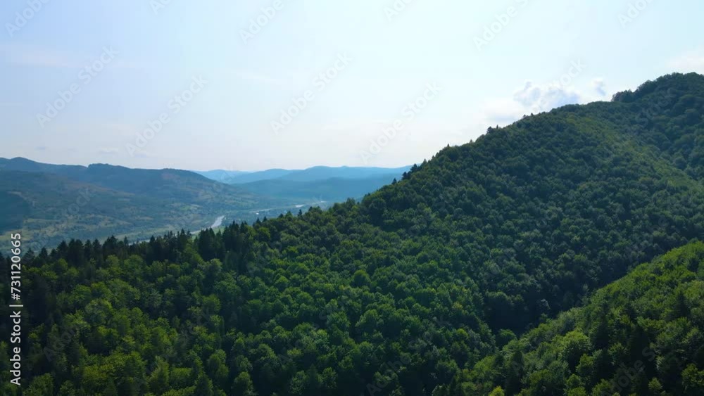 Drone flying over Blauen mountain at Belchen, Black Forest, Germany Drone flying over Blauen mountain at Belchen, Black Forest, Germany