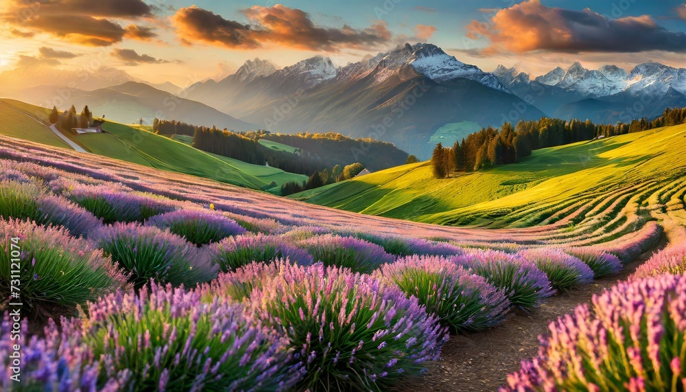 lavender field at sunset lavender field at sunset