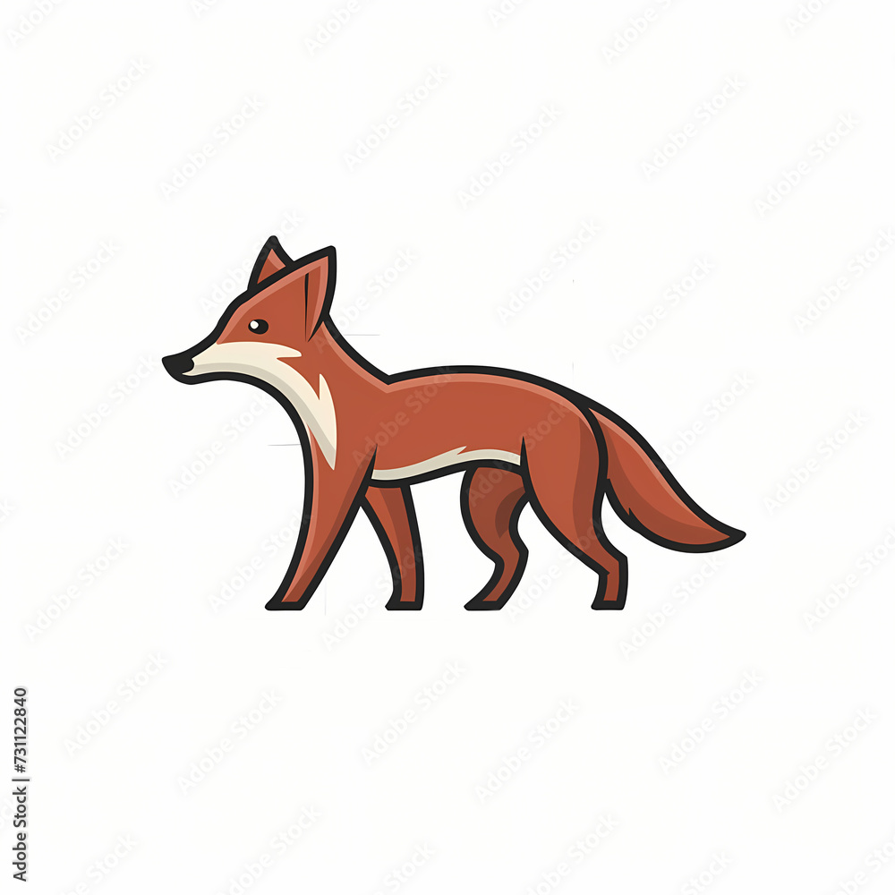 Flat Logo of Vector Jackal Design.