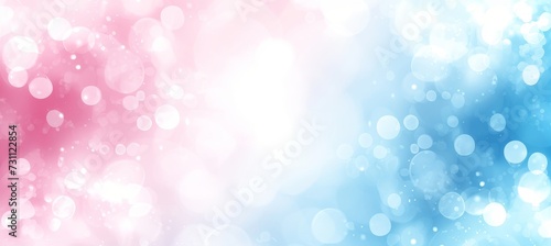Ethereal light blue and pale pink bokeh abstract banner background with beautiful blur effect