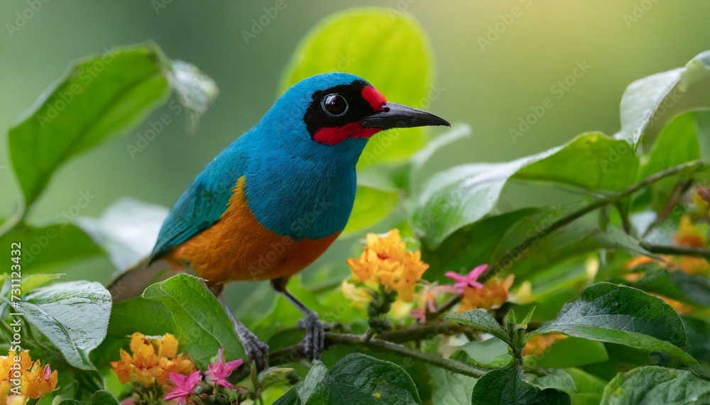  Paradise tanager bird in the forest