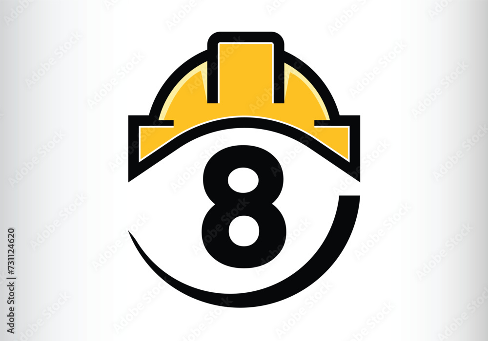 Hard hat Letter 8 Logo Design Vector letter template design for brand. Hard hat Letter 8 Logo Design Vector letter template design for brand.