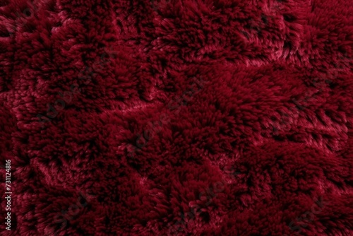 Maroon plush carpet close-up photo, flat lay 
