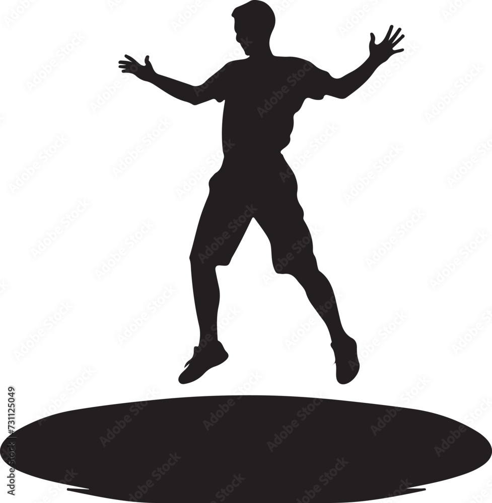 Person jumping on a trampoline silhouette vector illustration