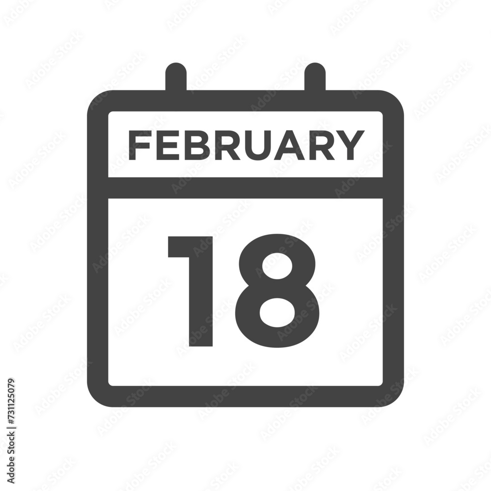 February 18 Calendar Day or Calender Date for Deadlines or Appointment February 18 Calendar Day or Calender Date for Deadlines or Appointment