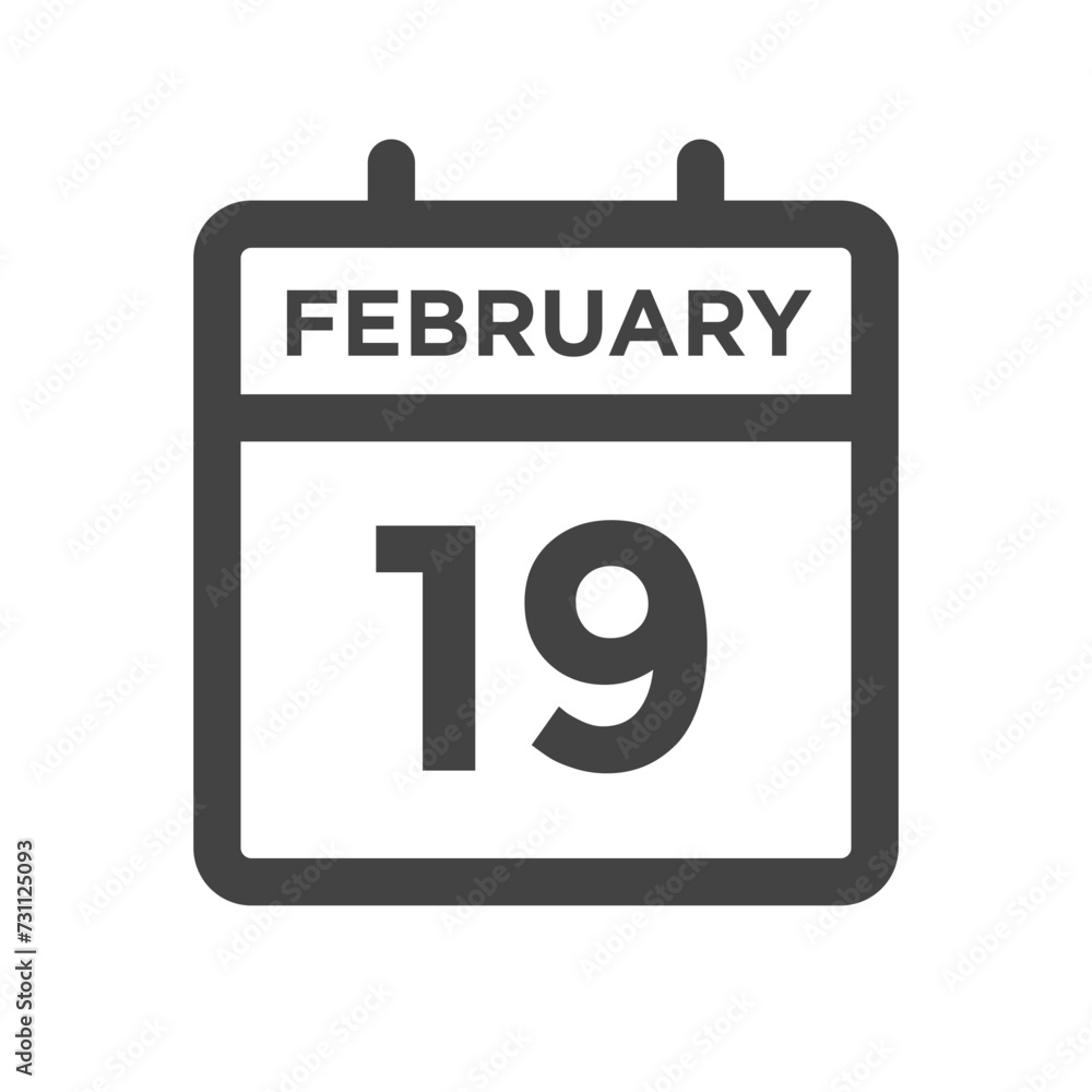 February 19 Calendar Day or Calender Date for Deadlines or Appointment February 19 Calendar Day or Calender Date for Deadlines or Appointment